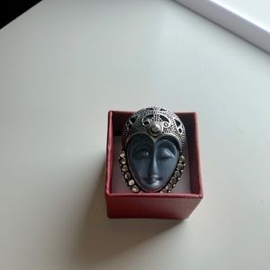 Turquoise blue carved goddess ring